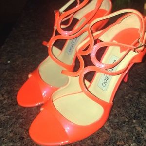 Jimmy Choo Lang Neon Orange Flame Ivette Sandle